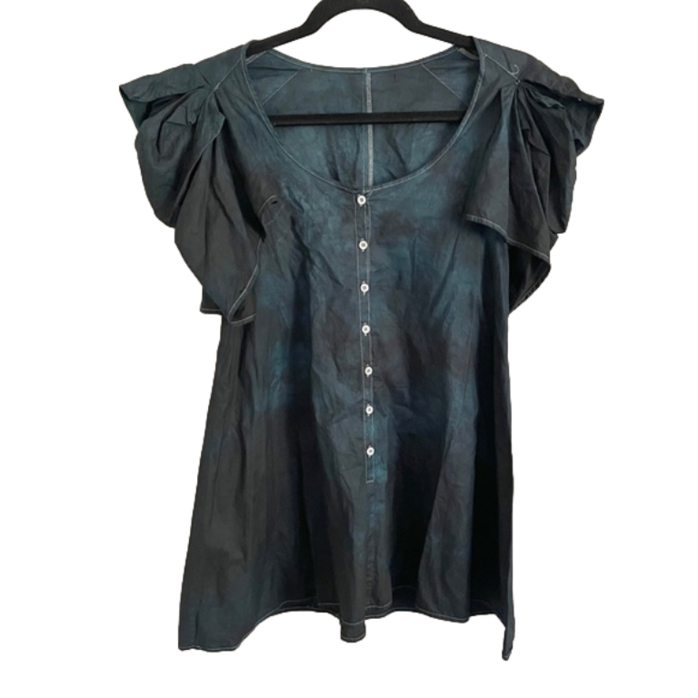 Cotton Tie Dye Short Puffy Sleeve Tunic / Mini Dress - S - Picture 8 of 9